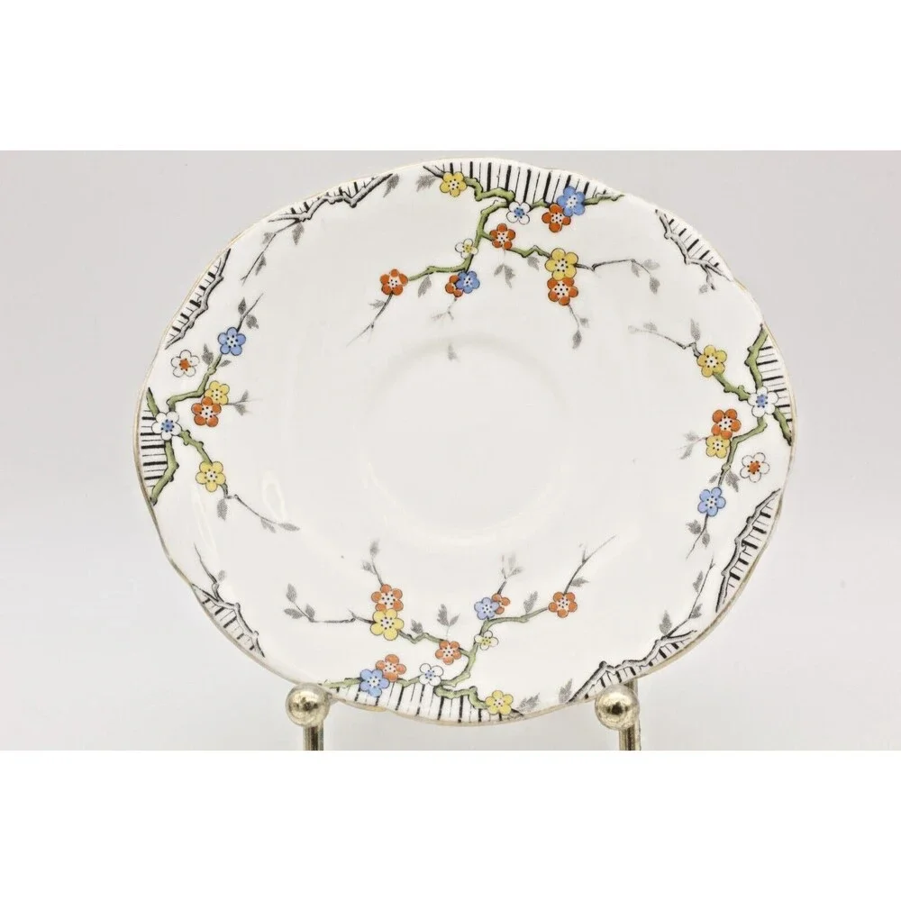 Art Deco Saucers Royal Paragon Thorn England Antique Enamelled Fine Bone China